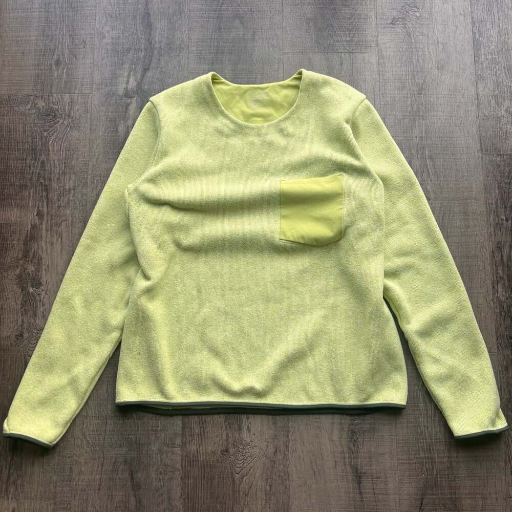 Arc'teryx Women's Lime Green Long Sleeve Crew Neck Sweater Chest Pocket Size M